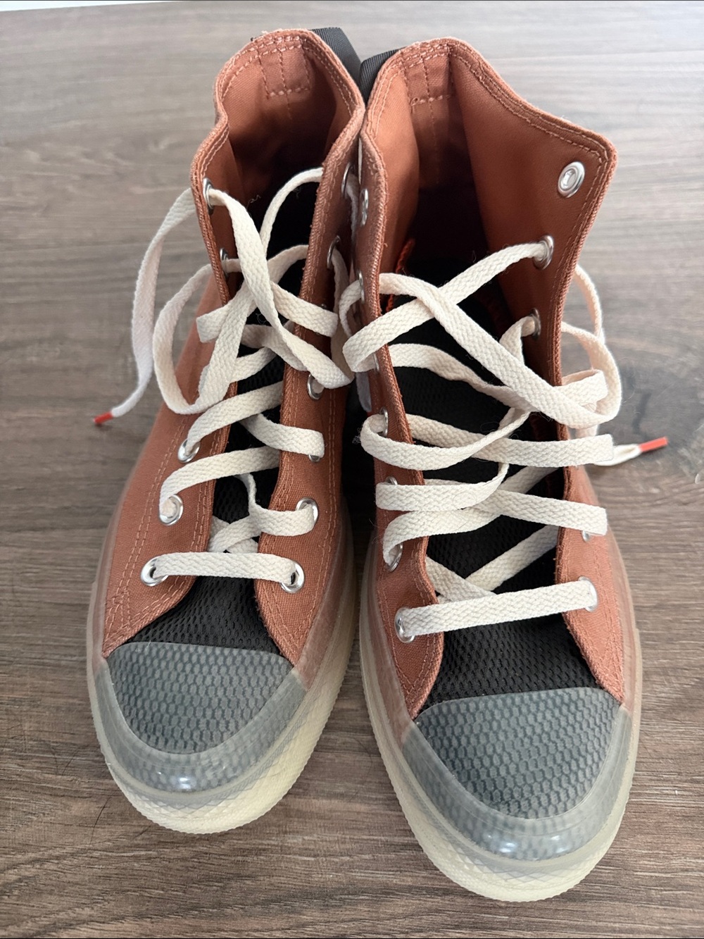 Converse Rust Canvas High-Top Women's Sneakers with Cream Laces - Picture 4 of 5